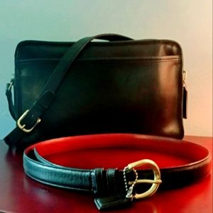 Vintage Coach Sutton Crossbody Purse With Vintage Black Coach Belt